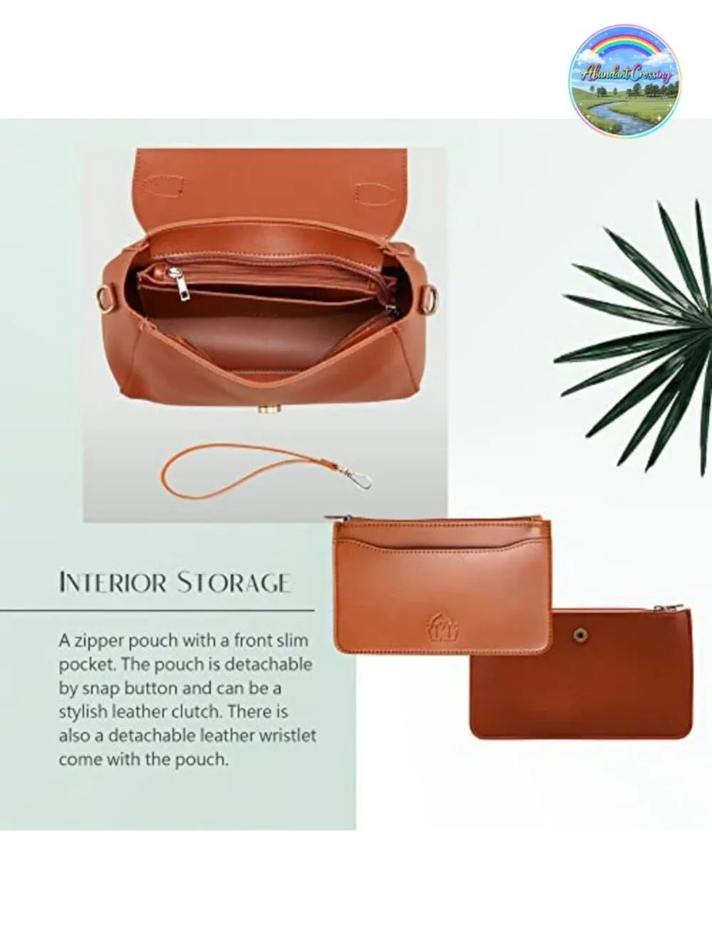 Vintage Vegan Leather Flap Top Handle Satchel Bag with Detachable Clutch